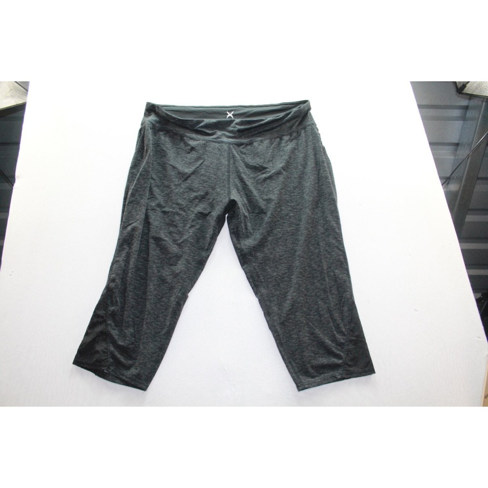 Game Time Black Leggings Womens 3X Gray Capri Casual Straight Leg